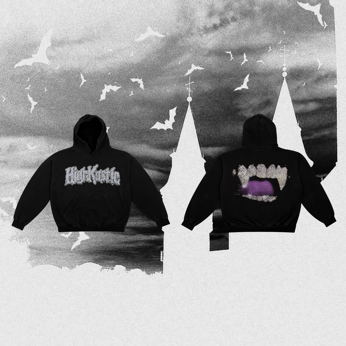 HIGHKASTLE GRILL HOODIE BLACK/WHITE